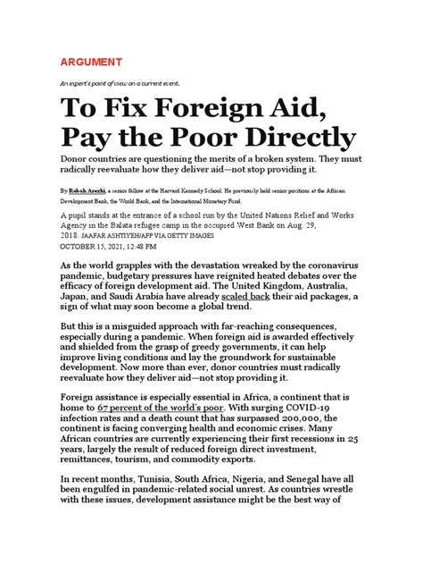 To Fix Foreign Aid, Pay the Poor Directly - balustradellc