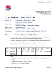 TOC Waivers Transport for NSW