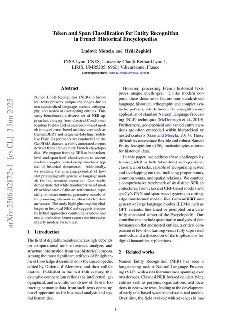 Token and Span Classification for Entity Recognition in French ... - coolestguyplanet.net