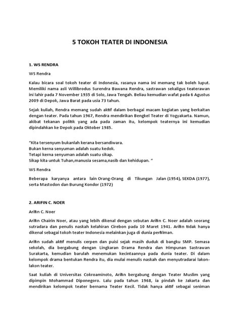 Tokoh W.S. Rendra dikenal sebagai pelopor teater modern ... - Filo - muktibox.com
