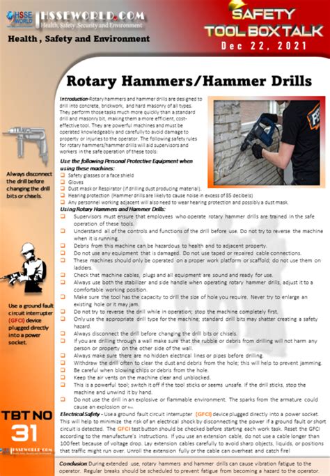 Tool Box Talk: Rotary Hammers-Hammer Drills - HSSE … - balustradellc