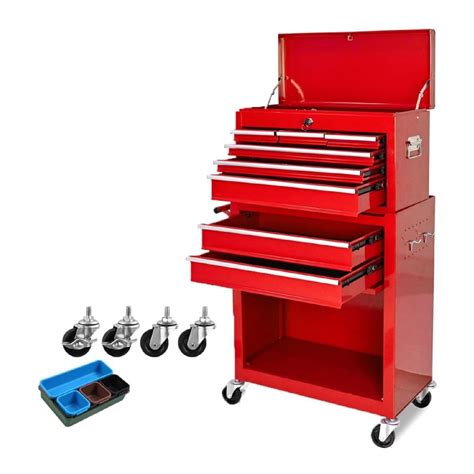 Tool Chest On Wheels, Toolbox 13 Drawers, 2 Piece, Vintage - balustradellc