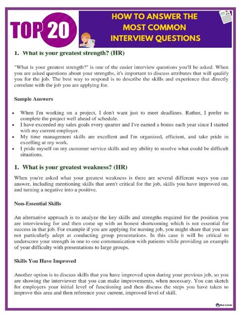 Top 20 Interview Questions (With Sample Answers) - balustradellc