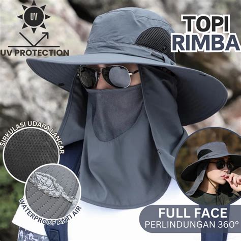 Topi Rimba Gunung Anti Panas UV Outdoor - Hitam - balustradellc