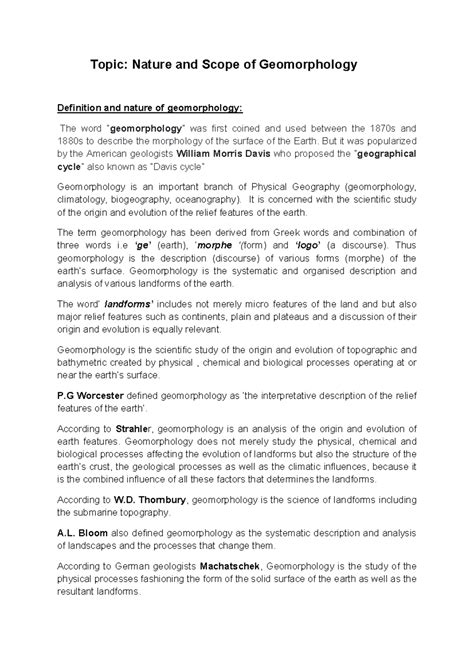 Topic: Nature and Scope of Geomorphology - Maharaja Bir Bikram … - wintechmobiles.com