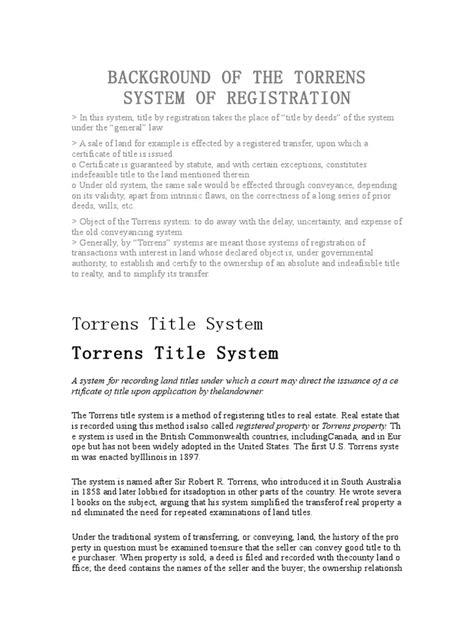 Torrens System: Torrens Title | Certificate Of Title - balustradellc