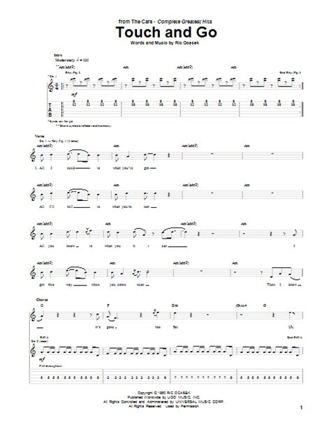 TOUCH AND GO Chords - The Cars E-Chords