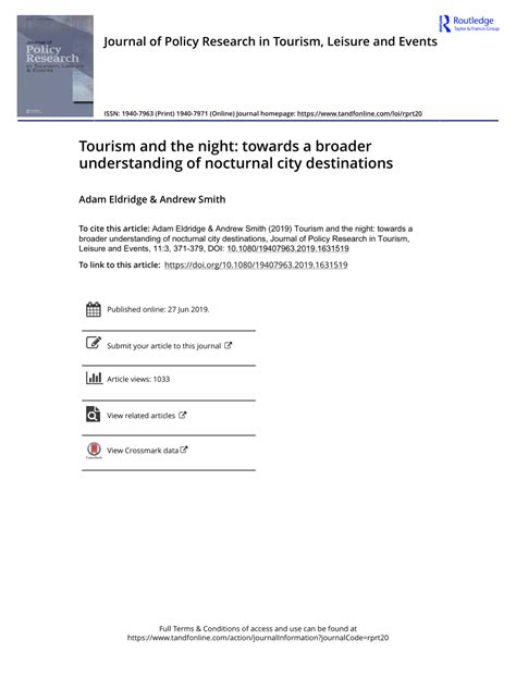 Tourism and the night: towards a broader understanding of nocturnal ... - balustradellc
