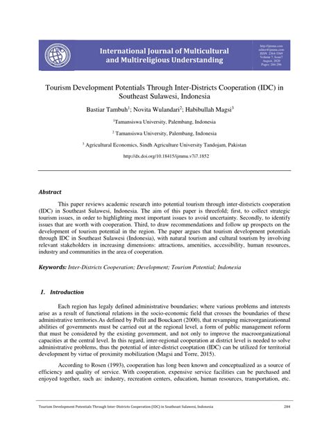 Tourism Development Potentials Through Inter-Districts Cooperation … - balustradellc