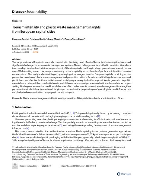 Tourism intensity and plastic waste management: insights ... - Springer - raincitystudios.com