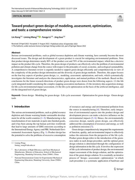 Toward product green design of modeling, assessment ... - Springer - raincitystudios.com