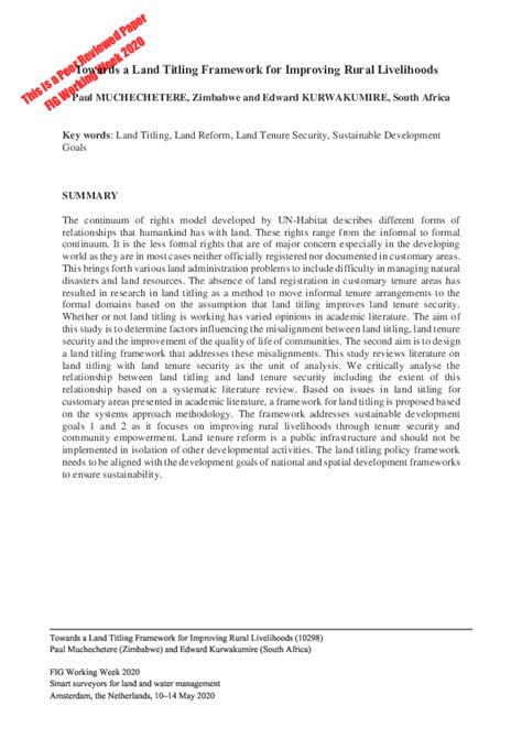 Towards a Land Titling Framework for Improving Rural … - balustradellc