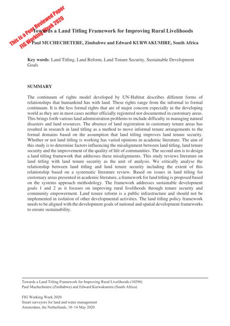 Towards a Land Titling Framework for Improving Rural Livelihoods - balustradellc