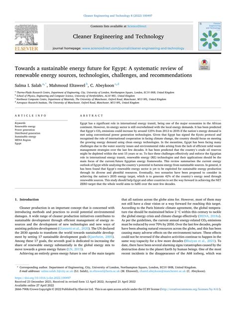 Towards a sustainable energy future for Egypt: A systematic review of ... - wintechmobiles.com