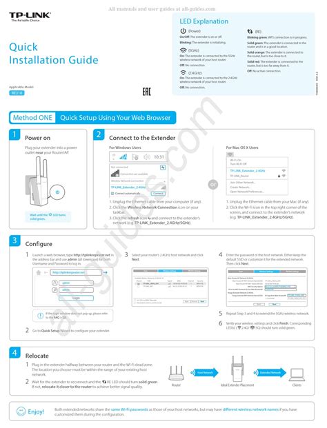 TP-LINK RE210 QUICK INSTALLATION MANUAL Pdf Download