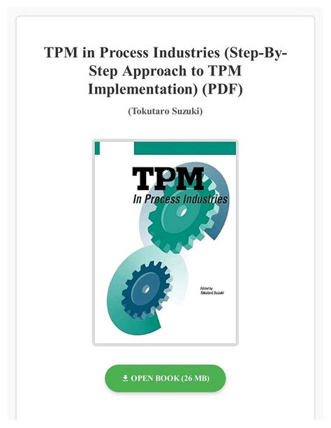 Read Tpm In Process Industries Stepbystep Approach To Tpm Implementation By Tokutaro Suzuki