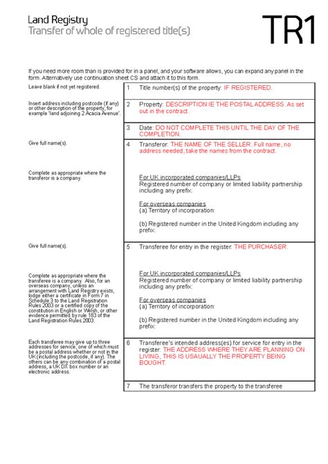 TR 1 Filled BY Lecture. how to fill in a TR1 FORM. If you need more