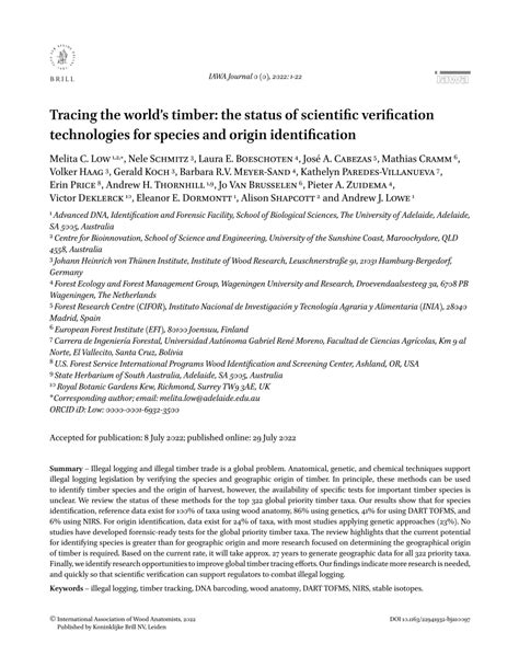 Tracing the world`s timber: The status of scientific … - balustradellc