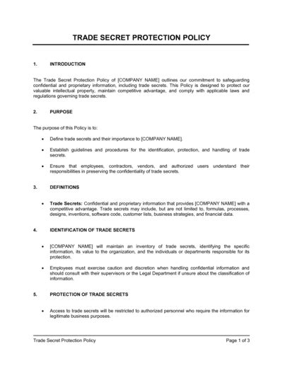 Trade secret policy | USPTO - balustradellc