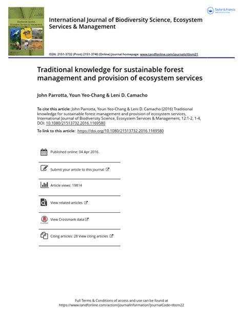 Traditional knowledge for sustainable forest management and provision ... - raincitystudios.com