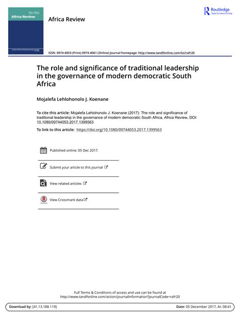 Traditional leadership in a democratic South Africa a ... - Service - wintechmobiles.com