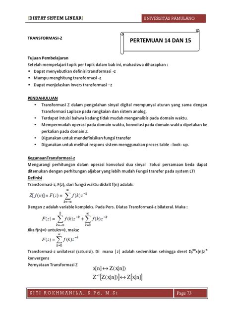 Transformasi Z dalam Sistem Linear - wintechmobiles.com