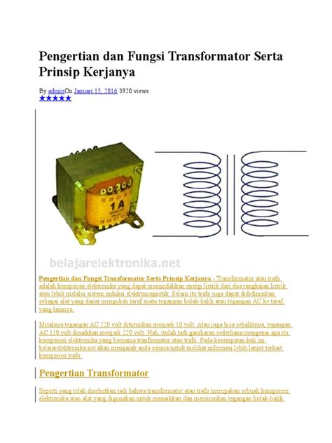Transformator: Pengertian, Fungsi, dan Prinsip Kerjanya - balustradellc