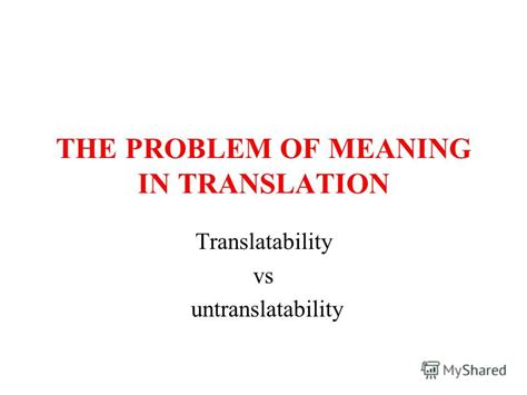 TRANSLATABILITY vs