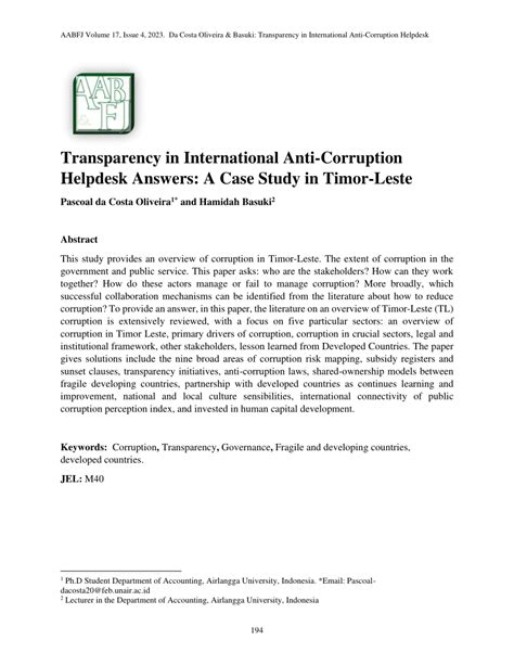 Transparency International Anti-Corruption Helpdesk Answer Integrity ... - balustradellc