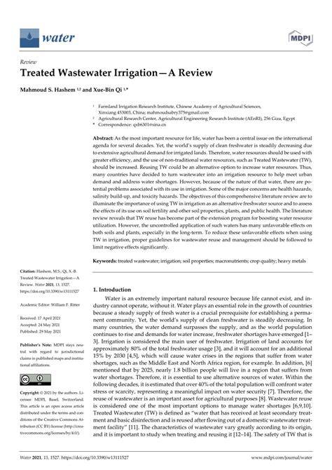Treated Wastewater Irrigation—A Review - MDPI - raincitystudios.com