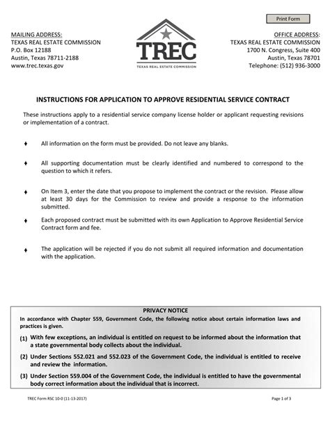TREC Form RSC14 Download Fillable PDF or Fill Online Application for