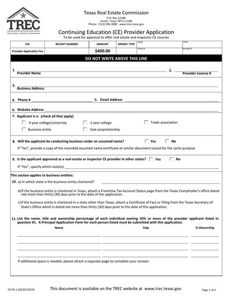 TREC Form TSR34 Download Fillable PDF or Fill Online Application for