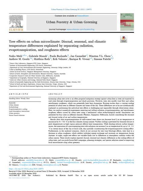 Tree effects on urban microclimate: Diurnal, seasonal, and climatic ... - raincitystudios.com