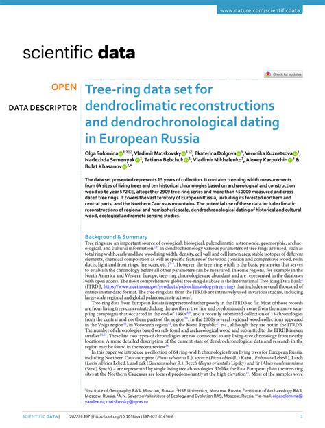 Tree-ring data set for dendroclimatic reconstructions and ... - Nature - muktibox.com