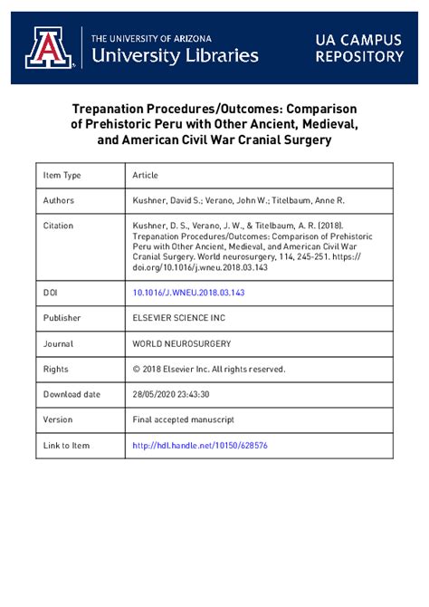 Trepanation Procedures/Outcomes: Comparison of Prehistoric Peru … - wintechmobiles.com