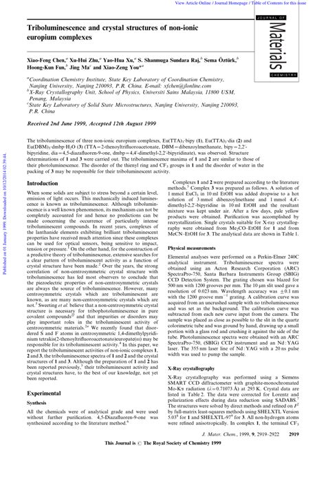 Triboluminescence and crystal structures of non-ionic europium ... - wintechmobiles.com