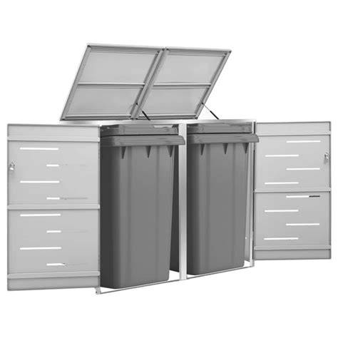 Triple Wheelie Bin Steel Shed Outdoor Trash Can Opening Doors Storage ... - raincitystudios.com