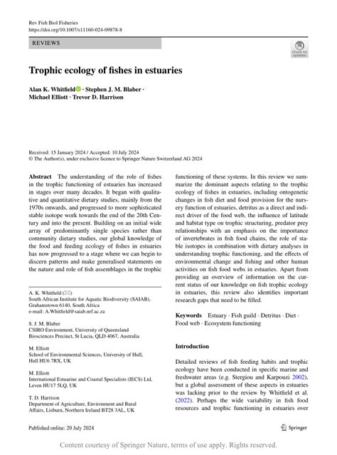 Trophic ecology of fishes in estuaries - Springer - raincitystudios.com