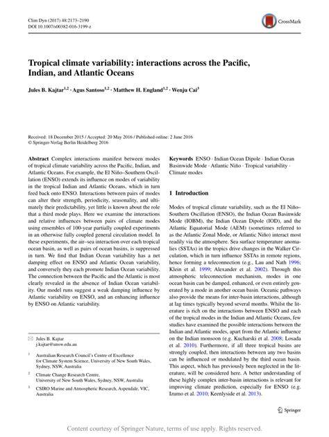 Tropical climate variability: interactions across the Pacific, Indian ... - raincitystudios.com