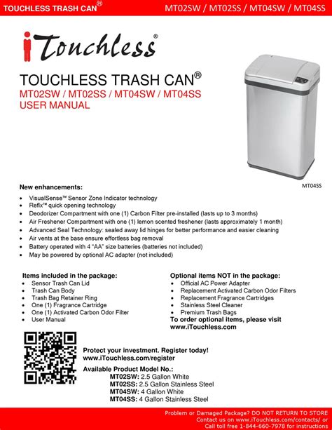 Troubleshooting iTouchless Automatic Stainless Steel Trash Can - balustradellc
