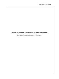 Trusts: Common Law and IRC 501(c)(3) and 4947 - balustradellc