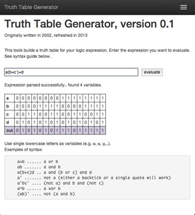 Truth Table Generator - Stanford University - wintechmobiles.com