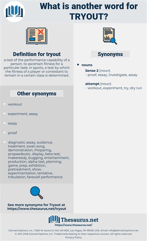 TRYOUT - Definition and synonyms of tryout in the English dictionary