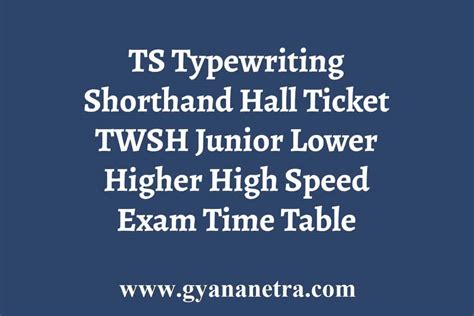 TS SBTET TWSH Exams Time Table 2024 for Typewriting & Shorthand Exams