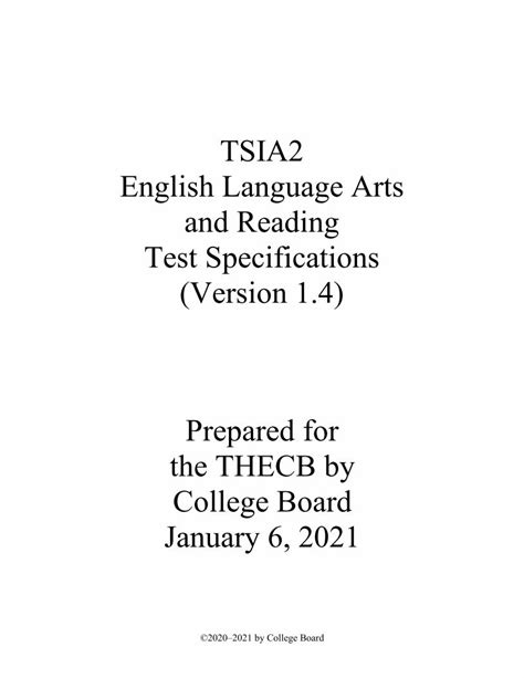 TSIA2 and Reading Test Specifications - Texas