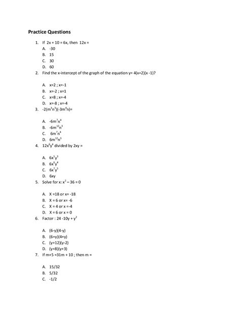 TSIMathPracticequestions.pdf Lecture notes Calculus Docsity