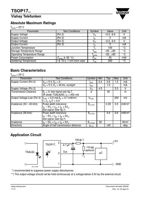 TSOP-1738 datasheet & application notes - Datasheet Archive