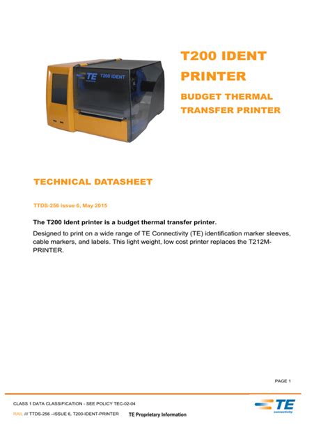 TTDS-256 T200 Ident printer - TE Connectivity