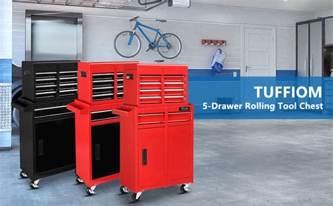 TUFFIOM 5-Drawer Rolling Tool Chest w/Drawers - balustradellc