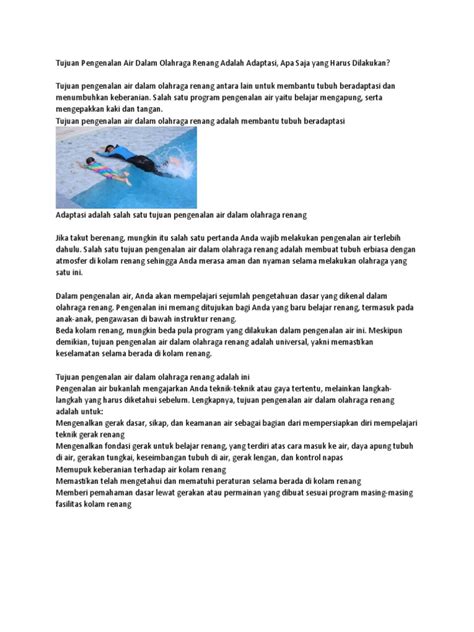 Tujuan Pengenalan Air (Adaptasi) dalam Olahraga … - balustradellc